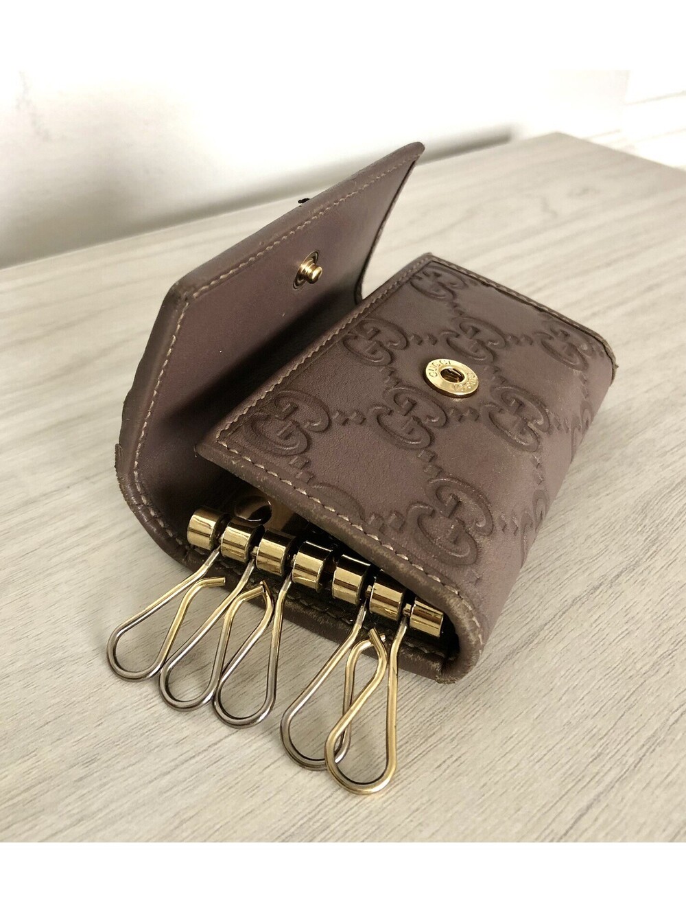 Vintage Gucci Guccissima Bow 5-Hook Key Holder in 'Mauve / Dark Dusty Orchid'